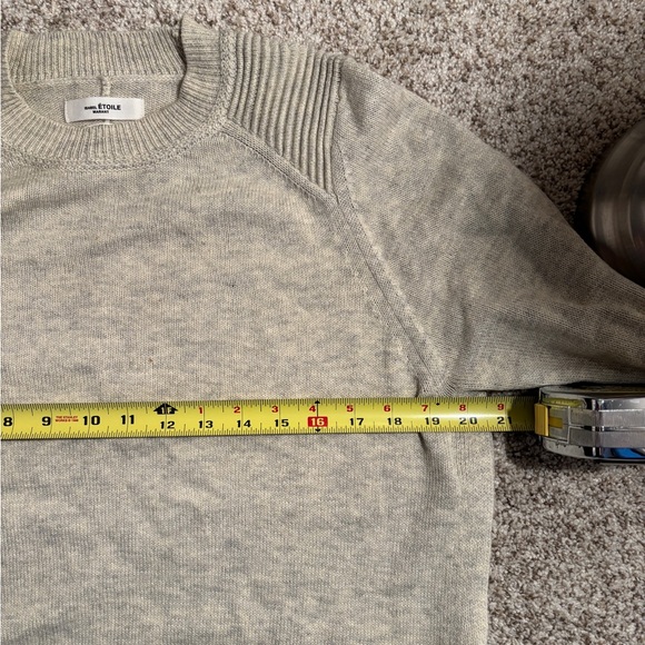 Isabel Marant Etoile Distressed Crewneck Cotton-Wool Sweater Light Gray Size 36 - Picture 10 of 11